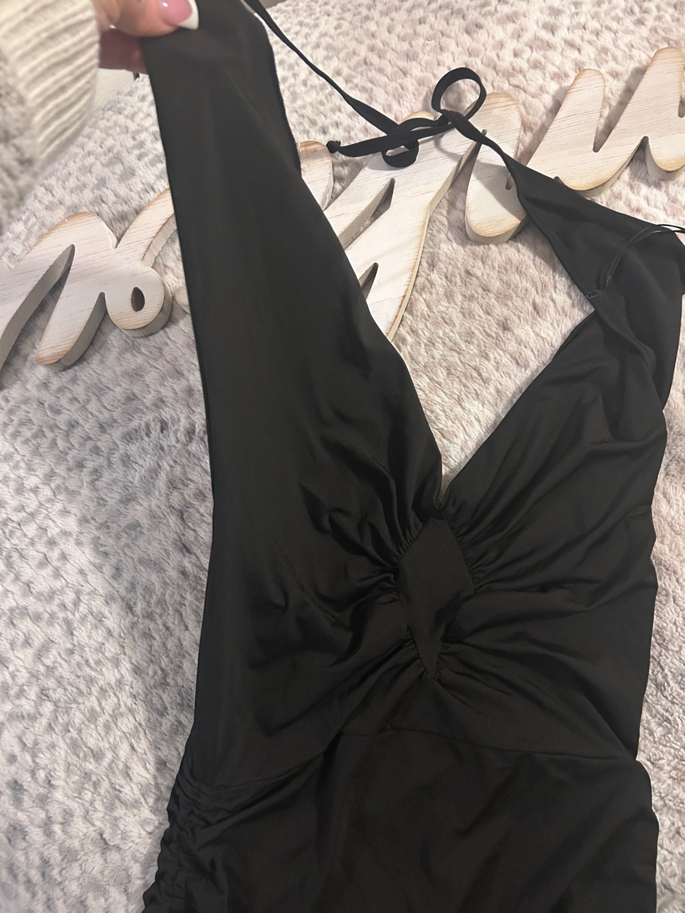 Black Tie-Back One-Piece Swimsuit